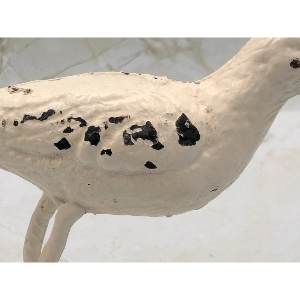 Urban Outfitters Cast‎ Iron Sandpiper Figurine Antique White Distressed 6